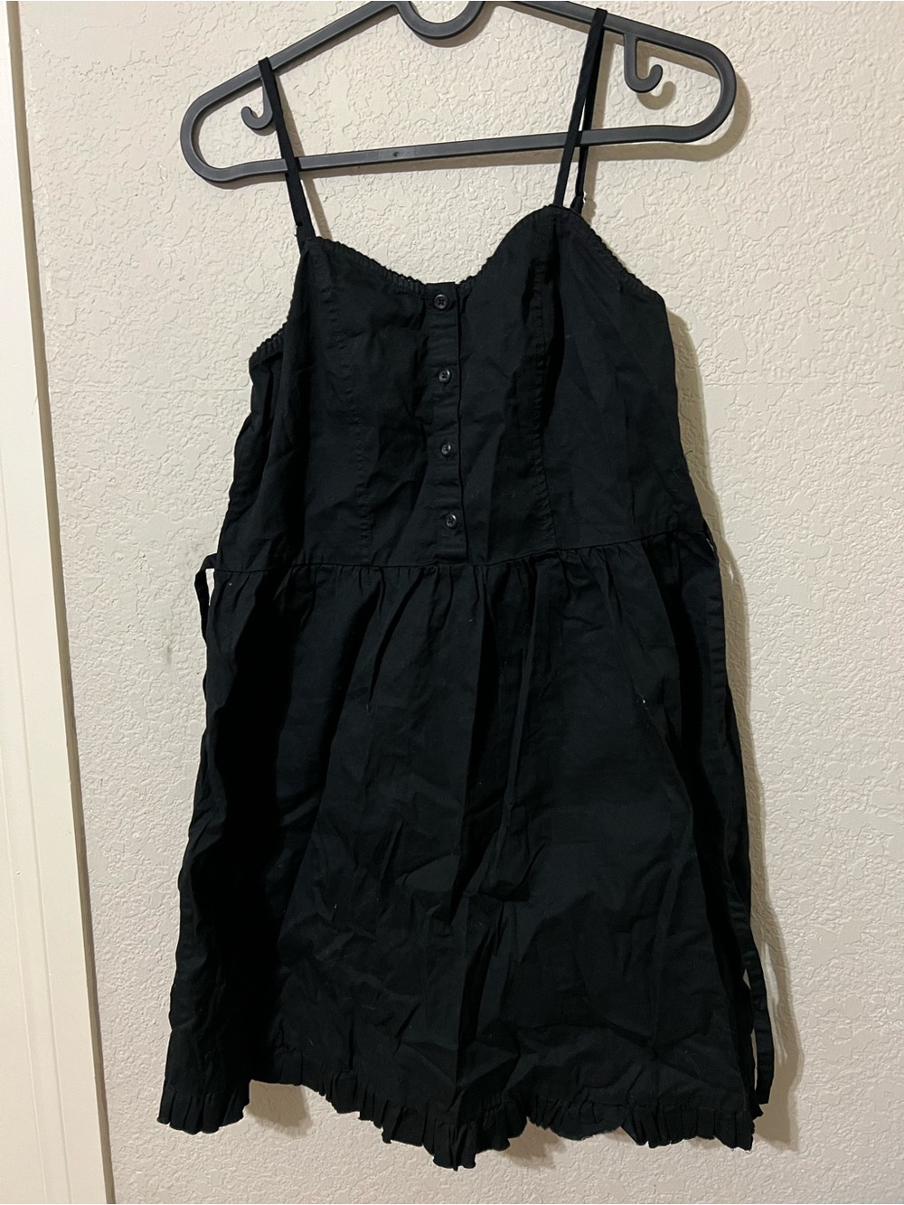 Brandy Melville Black Spaghetti-Strap Ruffle-Hem Dress